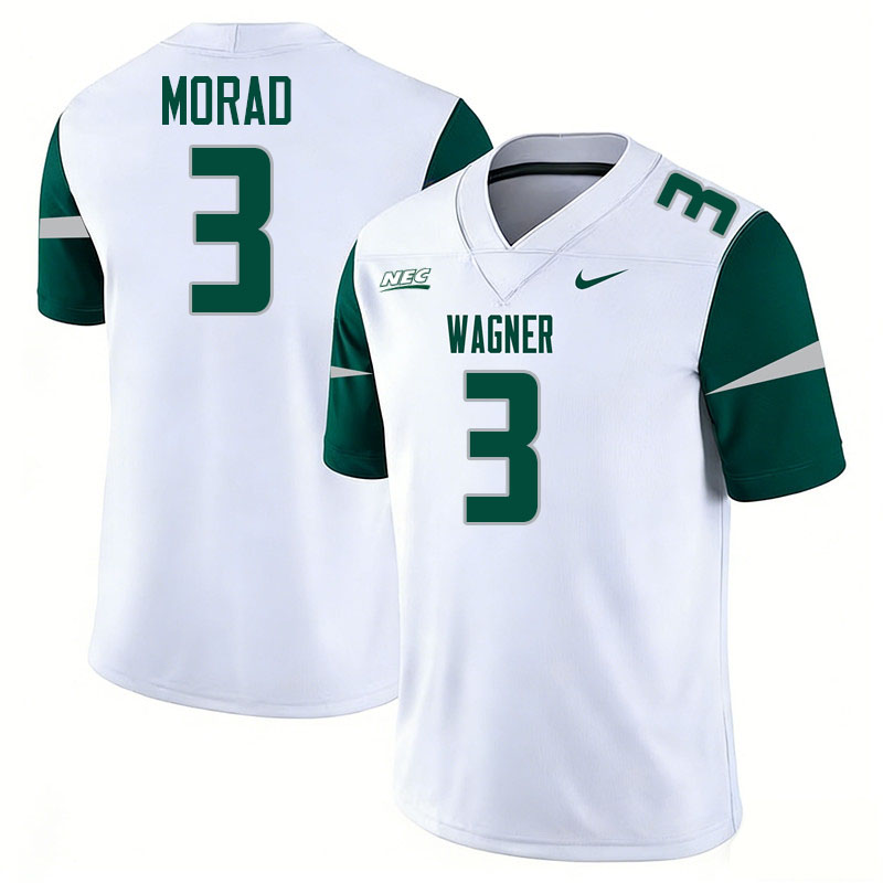 Wagner Seahawks #3 Matt Morad College Football Jerseys,Uniforms Stitched-White